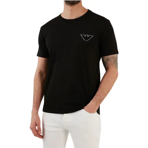 Schwarze Baumwoll Regular Fit T-shirts und Polos - Emporio Armani - Modalova