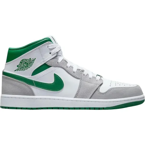 Limitierte Auflage Grau Grün Air Jordan 1 Mid , Herren, Größe: 45 1/2 EU - Nike - Modalova