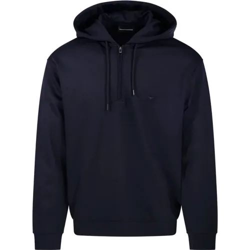 Blau Navy Hoodie Sweatshirt , Herren, Größe: M - Emporio Armani - Modalova