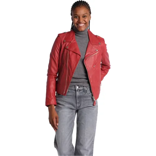 Rote Lederjacke , Damen, Größe: M - Schott NYC - Modalova