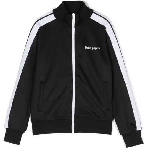 Schwarze Kinder-Trainingsjacke mit Logo,Tech Fabric Jungen Sweatshirt - Palm Angels - Modalova