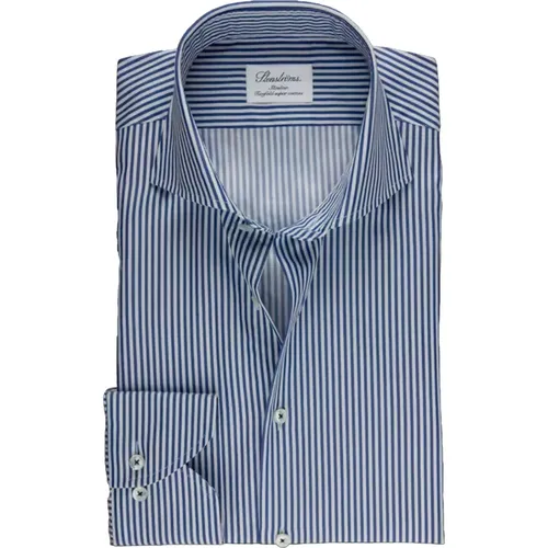 Blau Gestreiftes Slimline Hemd , Herren, Größe: XL - Stenströms - Modalova