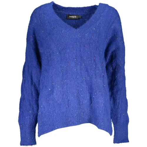 Lebendiger V-Ausschnitt Pullover , Damen, Größe: M - Desigual - Modalova