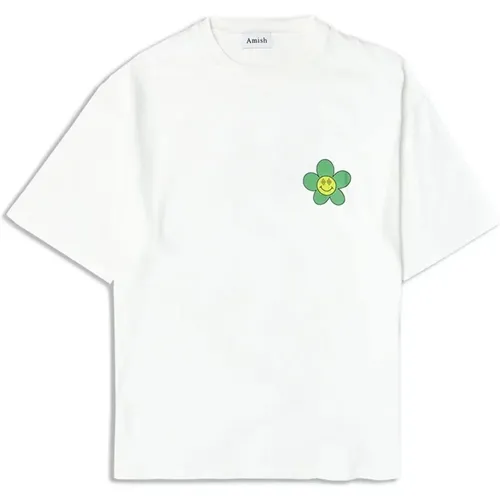 T-Shirt mit Grafikdruck aus Baumwolle , Herren, Größe: L - Amish - Modalova