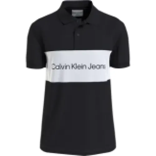 Schwarz-weißes Block-Poloshirt , Herren, Größe: XL - Calvin Klein - Modalova