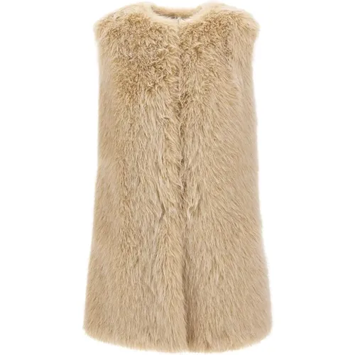 Faux Fur Vest Sand Extra Soft , female, Sizes: M - Herno - Modalova