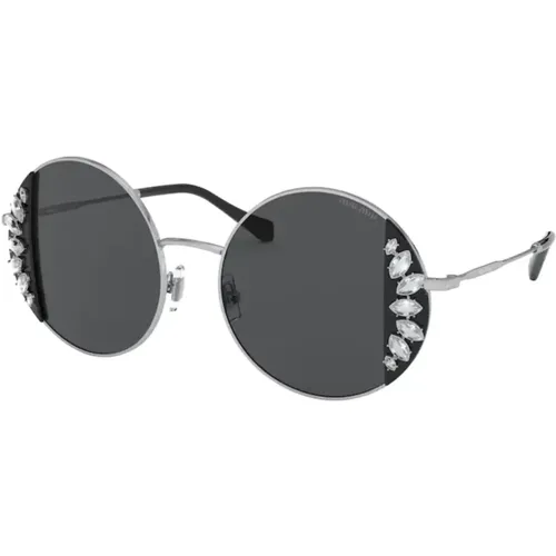 Harmonie Sunglasses Crystals/Grey , female, Sizes: 49 MM - Miu Miu - Modalova