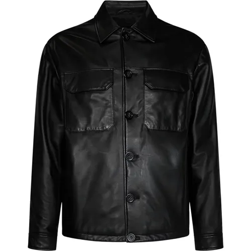 Leather Jacket for Men , male, Sizes: M - Emporio Armani - Modalova