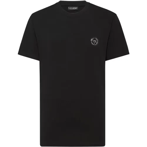 Herren Baumwoll T-shirt mit Kunststoff Plakette , Herren, Größe: XL - Plein Sport - Modalova