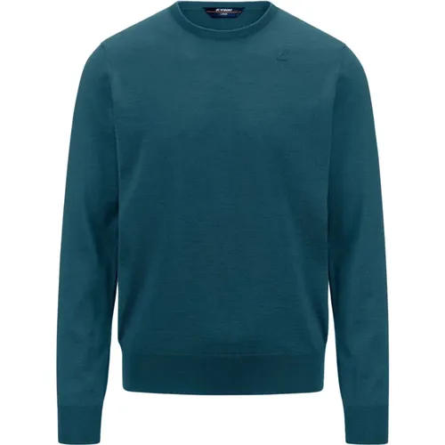Sebastien Merino Green Teal Sweater for Men , male, Sizes: 2XL, M, XL, S - K-way - Modalova