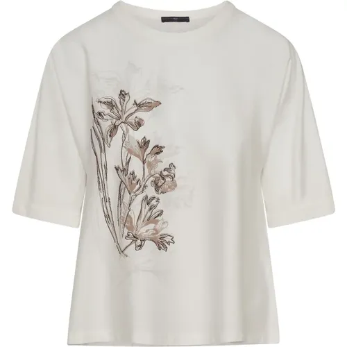 Tempting - Locker sitzendes T-Shirt mit gedrucktem und gesticktem Blumenmuster , Damen, Größe: M - High - Modalova