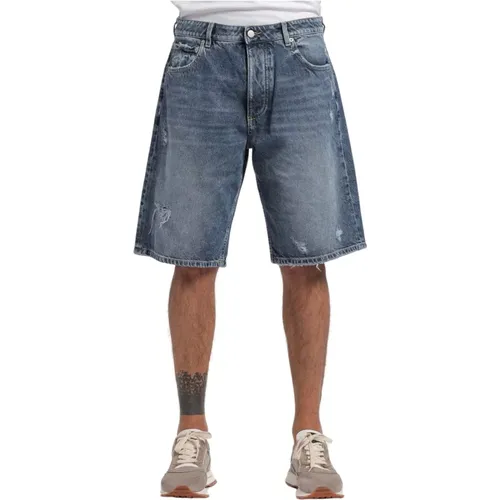 Denim Bermuda Shorts mit mittlerer Waschung und Distressed-Details , Herren, Größe: W30 - Icon Denim - Modalova