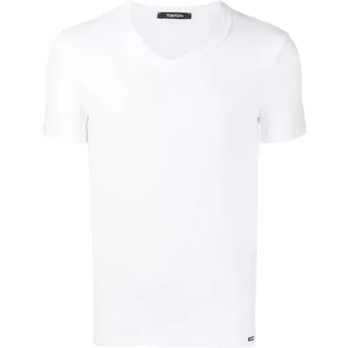V Neck Cotton Stretch T Shirt , male, Sizes: XL - Tom Ford - Modalova