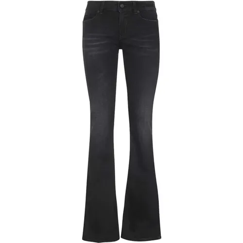 Bootcut Jeans mit Leder-Logo-Tag , Damen, Größe: W28 - Dondup - Modalova