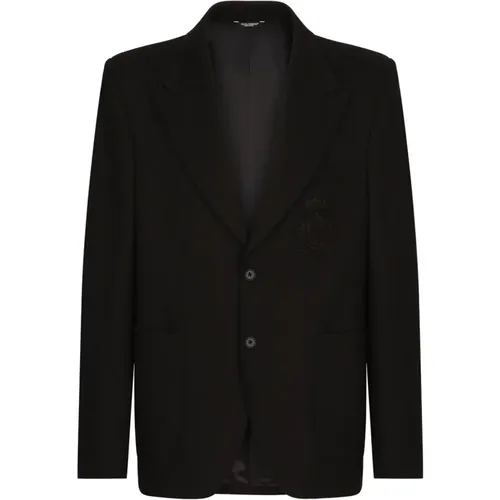 Sophisticated Logo-Patch Blazer , male, Sizes: M, L - Dolce & Gabbana - Modalova