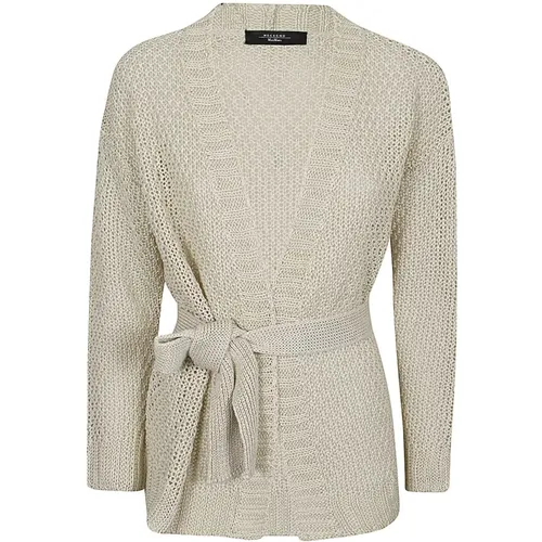 Linen Cardigan with Belt , female, Sizes: L, XS, S - Max Mara Weekend - Modalova