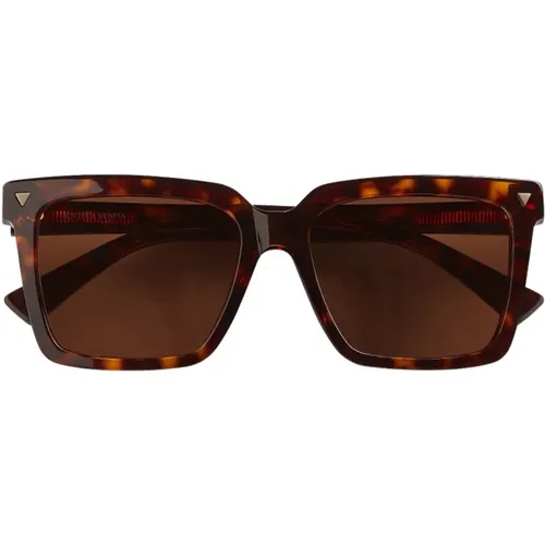 Square Acetate Sunglasses in Tortoise , male, Sizes: 55 MM - Bottega Veneta - Modalova