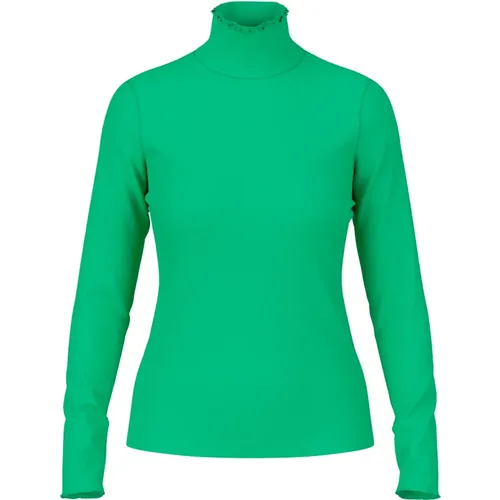 Geripptes Mock-Neck T-Shirt , Damen, Größe: M - Marc Cain - Modalova