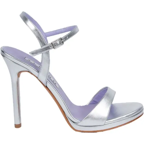 Silver Metallic Sandals with Buckle Detail , female, Sizes: 4 UK, 6 UK, 8 UK, 7 UK - Albano - Modalova