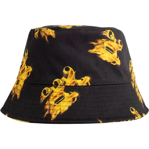 Gold Burning Monogram Bucket Hat , male, Sizes: ONE SIZE - Palm Angels - Modalova