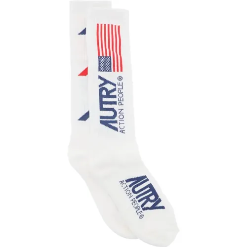 Contrasting Logo Jacquard Socks , female, Sizes: L, M - Autry - Modalova