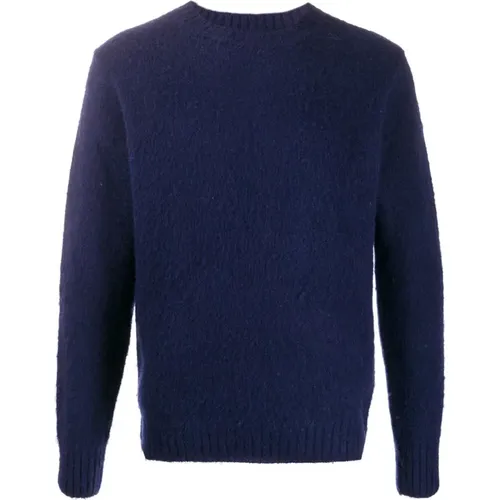 Navy Wool Sweater with Crew Neck , male, Sizes: 2XL - Aspesi - Modalova