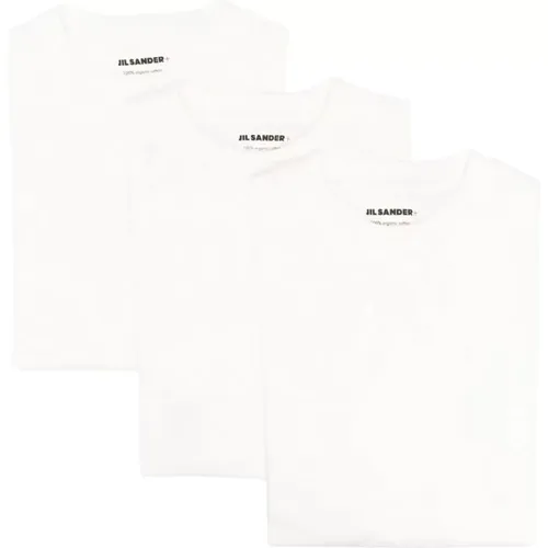 Cotton Logo Patch Long Sleeve T-Shirt 3 Pack , male, Sizes: L - Jil Sander - Modalova