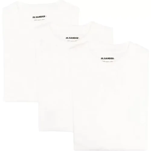 Cotton Logo Patch Long Sleeve T-Shirt 3 Pack , male, Sizes: S, L, M - Jil Sander - Modalova