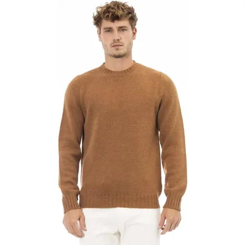 Rundhalsausschnitt Langarm Pullover , Herren, Größe: M - Alpha Studio - Modalova