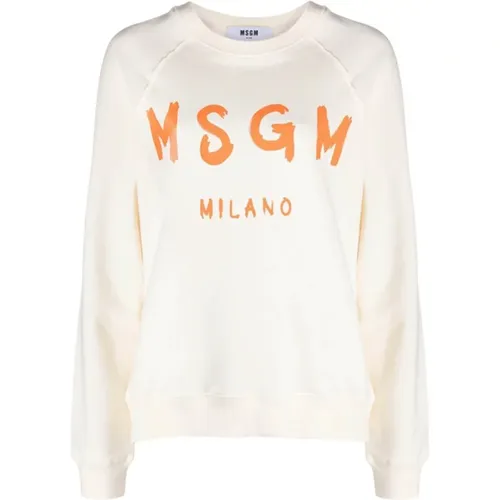 Logo-print Cotton Sweatshirt , female, Sizes: 2XS - Msgm - Modalova