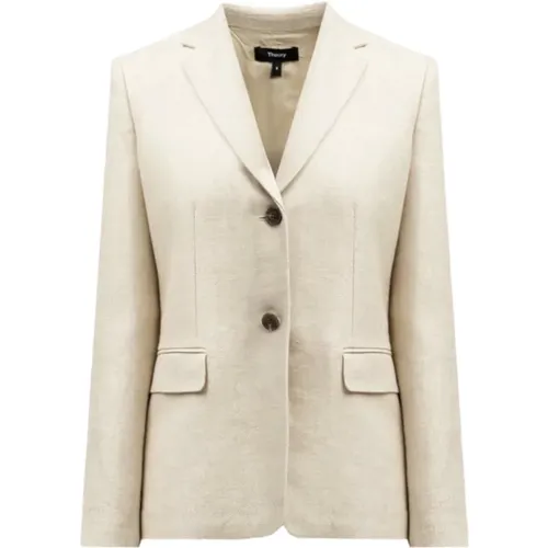 Linen Blazer with Flap Pockets , female, Sizes: 2XS, XS, S - Theory - Modalova