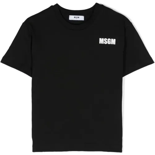 Schwarzes Logo T-Shirt mit Rundhalsausschnitt - Msgm - Modalova
