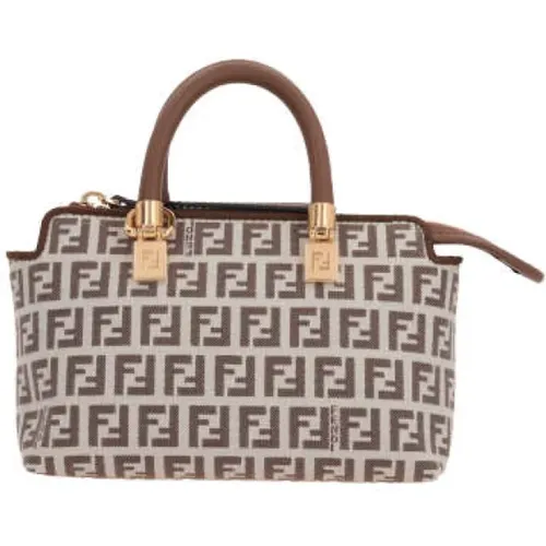 Brown and Beige Jacquard Handbag , female, Sizes: ONE SIZE - Fendi - Modalova