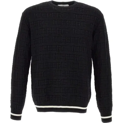 Geprägter Monogramm Pullover Schwarz , Damen, Größe: L - Iceberg - Modalova