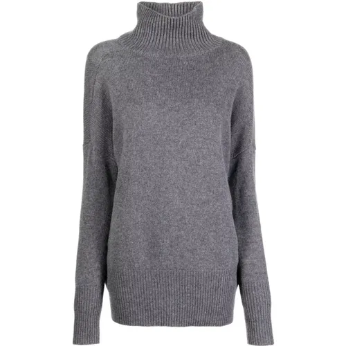 Grauer Kaschmirpullover Hoher Kragen , Damen, Größe: M - Lisa Yang - Modalova