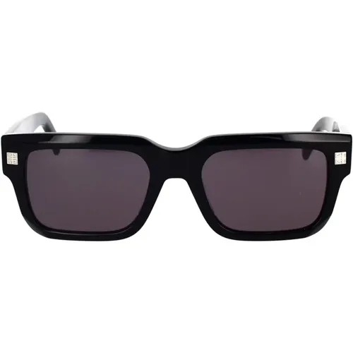 Geometrische Sonnenbrille in Schwarz mit grauen Gläsern , Herren, Größe: 53 MM - Givenchy - Modalova