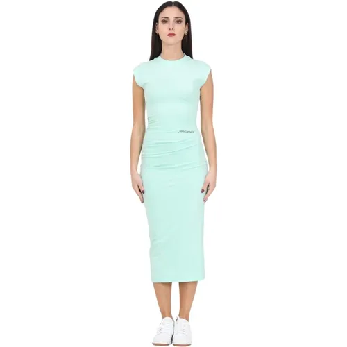 Grünes Midi-Kleid mit seitlicher Raffung , Damen, Größe: XS - Hinnominate - Modalova