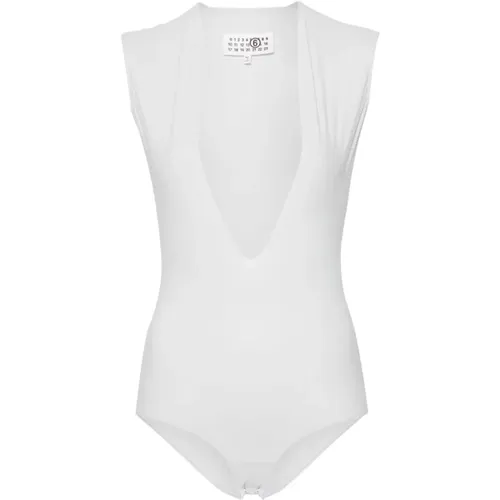 Tiefer V-Ausschnitt Lycra Jersey Bodysuit - MM6 Maison Margiela - Modalova