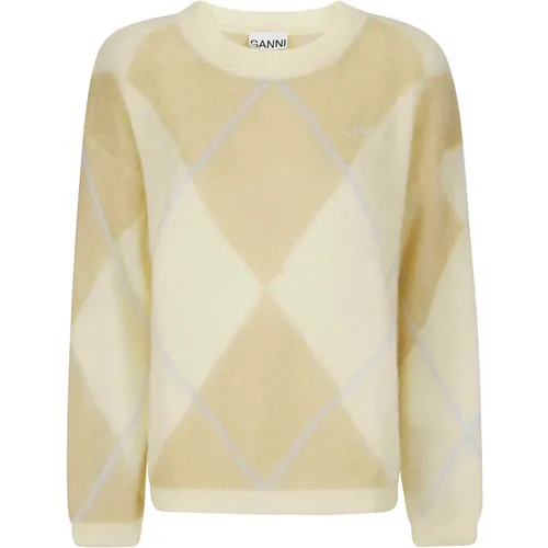 Mohair O-Neck Pullover Sweater , Damen, Größe: S/M - Ganni - Modalova