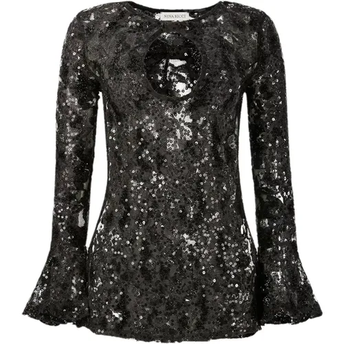 Sequin Lace Cut-Out Top , female, Sizes: 2XS, XS, M - Nina Ricci - Modalova