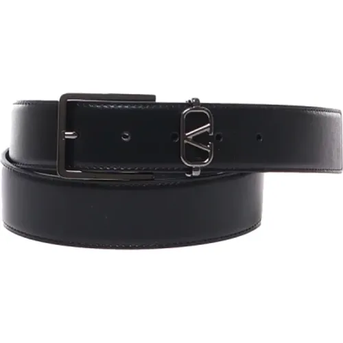 Leather Belt with Signature Mini Vlogo , male, Sizes: 105 CM, 95 CM, 100 CM - Valentino Garavani - Modalova