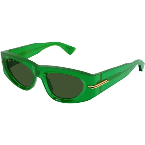 Grün/Grün Sonnenbrille , Damen, Größe: 51 MM - Bottega Veneta - Modalova