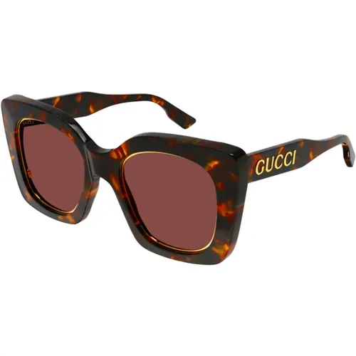 Havana/Brown Sunglasses , female, Sizes: 51 MM - Gucci - Modalova