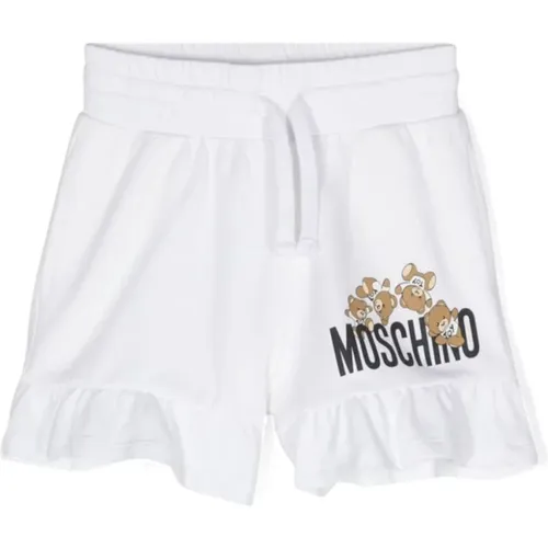Weiße Shorts mit Rüschen und Teddybär-Motiv - Moschino - Modalova