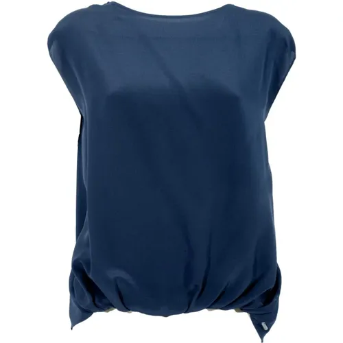 Seiden-Jersey-T-Shirt in Blau , Damen, Größe: S - Woolrich - Modalova