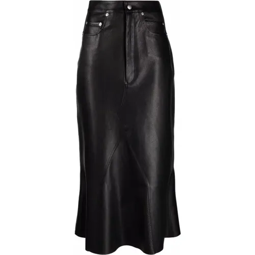 Leather Godet Skirt , female, Sizes: M - Rick Owens - Modalova