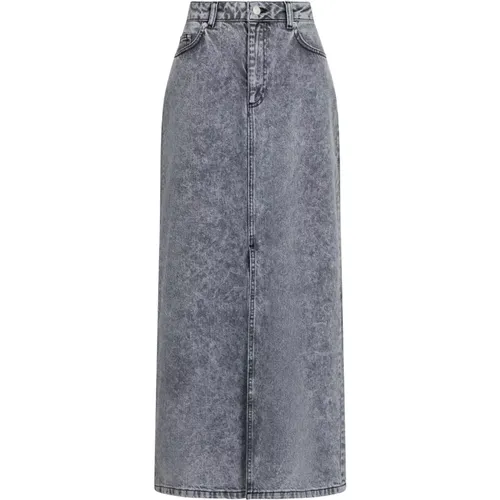 Denim Maxi Skirt with Front Slit , female, Sizes: L - NEO NOIR - Modalova