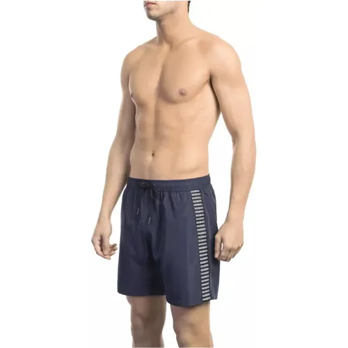 Blaue Elegante Badeshorts mit Bandverzierung , Herren, Größe: L - Bikkembergs - Modalova