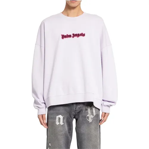 Neon Logo Crew Lilac Burgundy , Herren, Größe: S - Palm Angels - Modalova