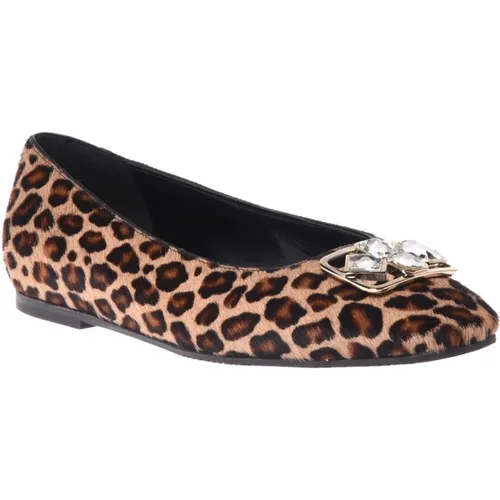 Ballerina pump in leopard-print pony skin , Damen, Größe: 39 EU - Baldinini - Modalova